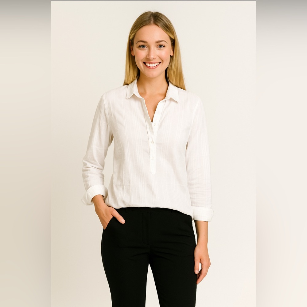 J. Mclaughlin White Popover Textured Tunic Size M - image 1